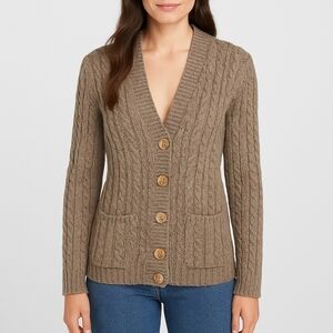 Handmade Cable Knit Button Front Cardigan
